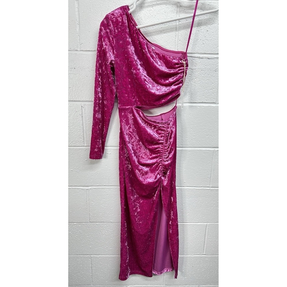NWT $275 Saylor Niamh Asymmetric Stretch Velvet Dress Bubblegum Pink Women’s XS